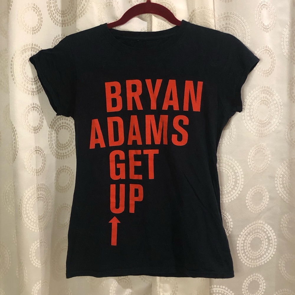 Bryan Adams 2016 Get Up Tour Black T-Shirt with Red Graphic